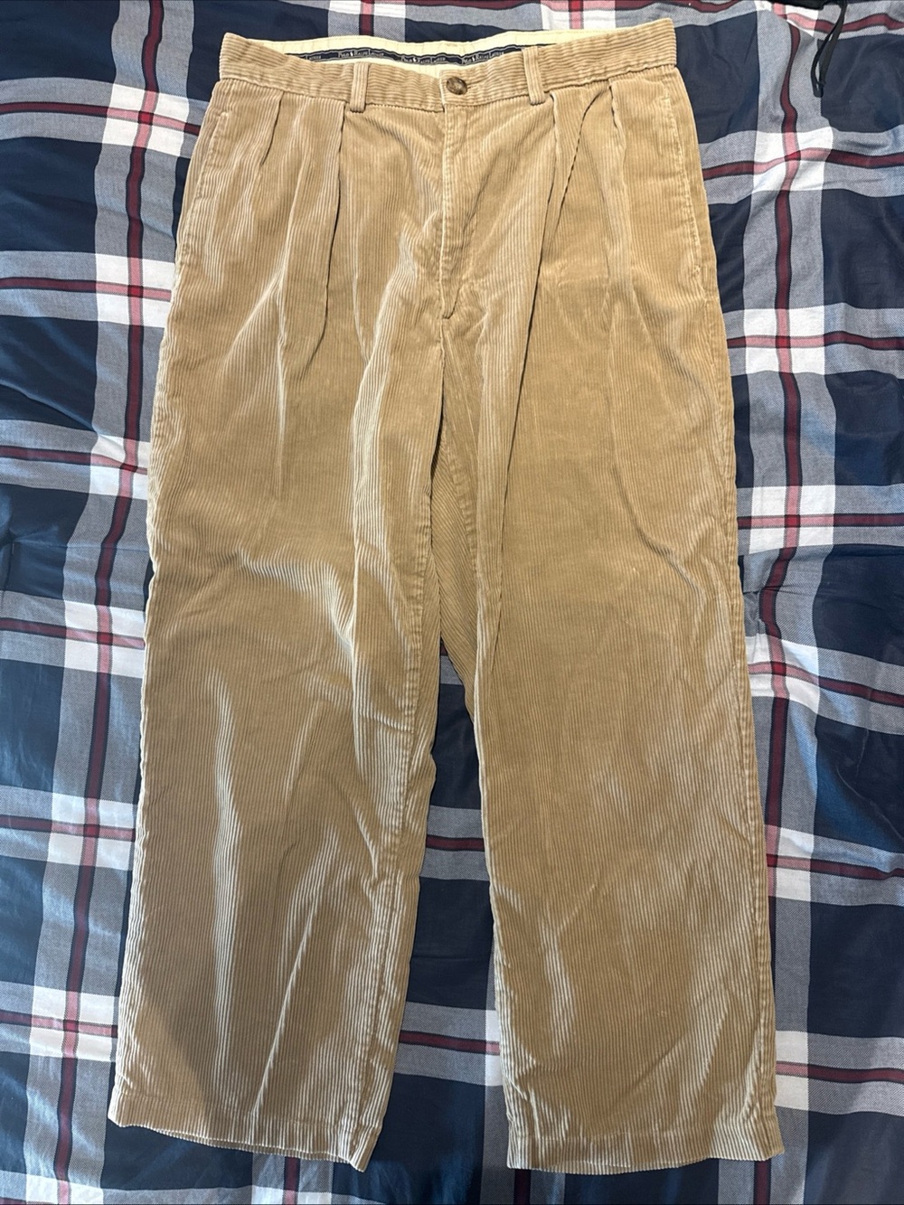Polo by Ralph Lauren Men's Tan Corduroy Pleated Pants made in USA